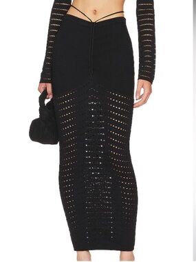 NBD Kai Knit Midi Skirt in Black NWT